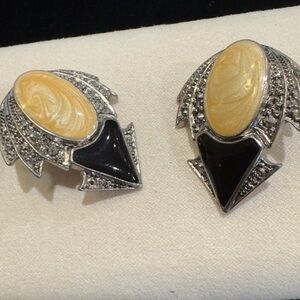 Elegant Silver and Black Women's Earrings